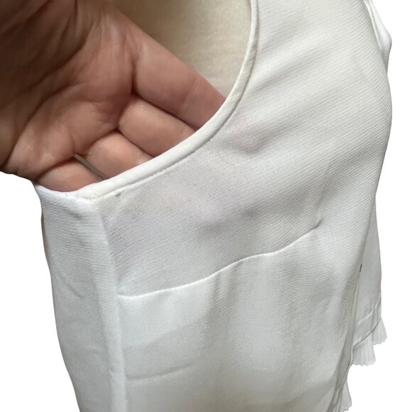 Cabi White Sleeveless Button Up Blouse Pleated Ruffle‎ Hem Capsule Office Small - Picture 6 of 10